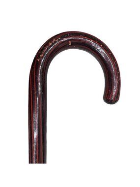 Vintage Wooden Walking Cane Curved Handle 36" Dark Brown & Red Stripes Estate